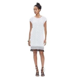 Madewell White & Black Geo Print Scatterblock Tassel Shift Dress 💕